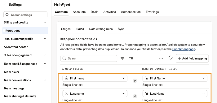Check field mapping (httpsknowledge.apollo.io)