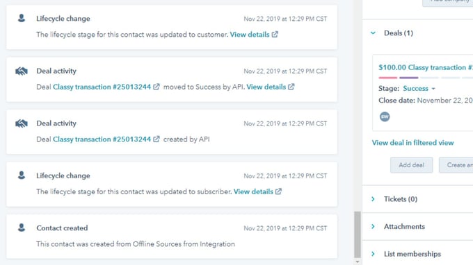 Classy & HubSpot Integration