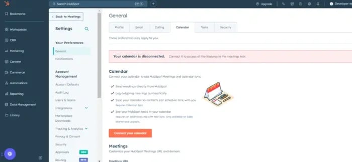 Connecting Calendar for HubSpot Scheduling