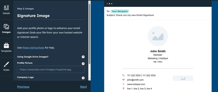 Custom signature image and CTA
