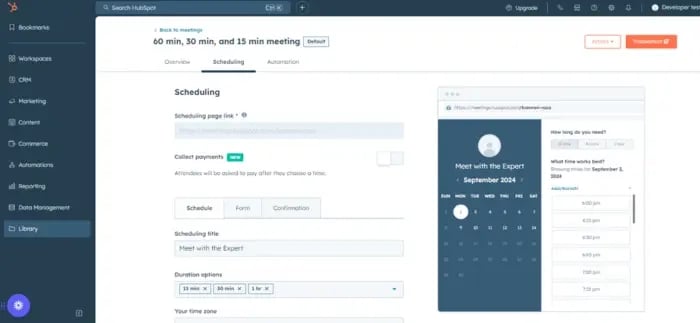 Customizable Scheduling Pages