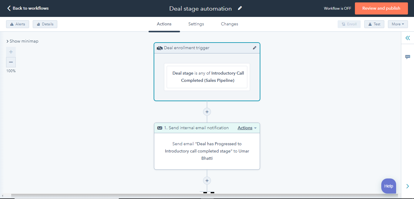 Deal stage automation