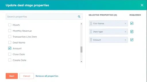 Dependent Properties in Deal Stages to Keep the Information Accurate for Each Stage