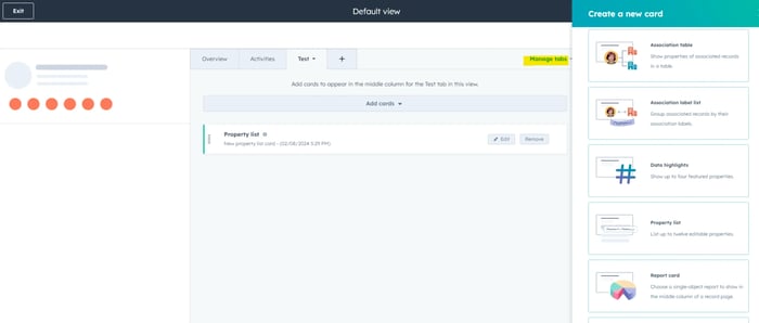 Displaying Tables, Editable Properties, and Reports in the Object Middle Bar