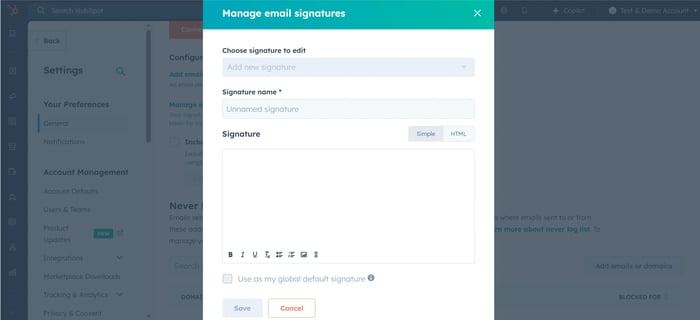 Edit email signature