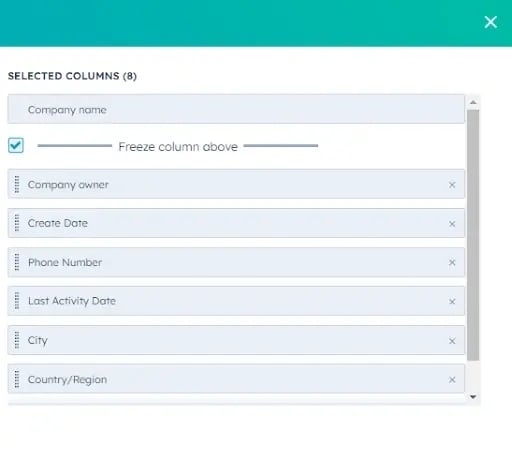Freeze the First Column of the Object Table to Improve Visibility