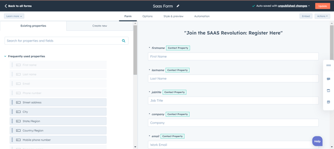 Saas Form