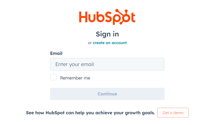 Log in to HubSpot