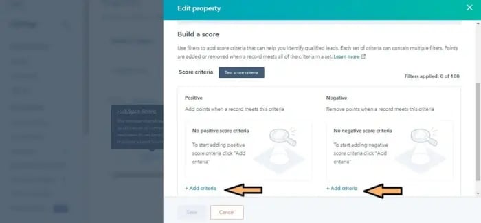 Manual Hubspot lead scoring criteria