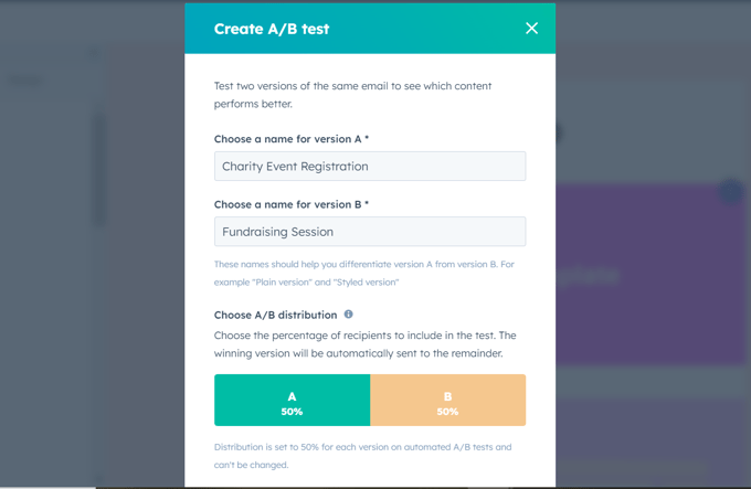 A/B testing hubspot