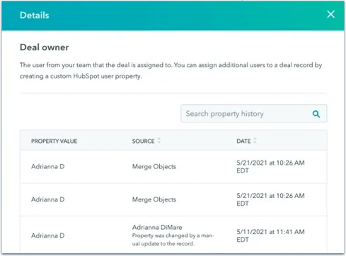 Update History To Identify When a Property Was Changed