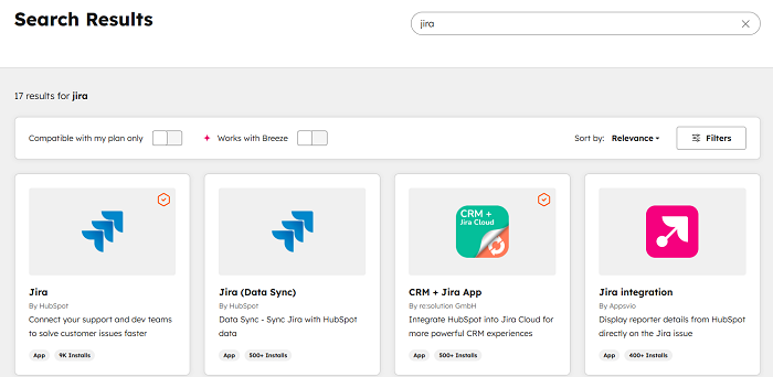 Using Native HubSpot App Marketplace integrations