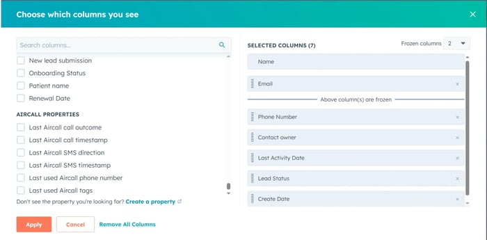 Freeze the First Column of the Object Table to Improve Visibility
