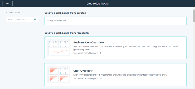 Choosing starting point of HubSpot Dashboard
