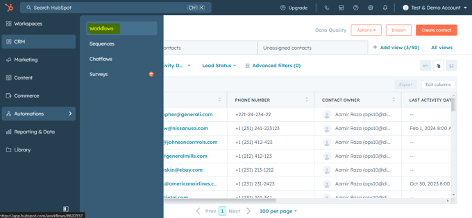 Step 1: Access HubSpot workflows