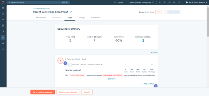 Build the Sequence in HubSpot