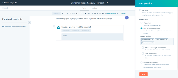 Adding Questions to HubSpot Playbooks