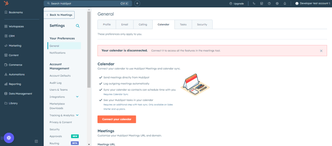 Connecting Calendar for HubSpot Scheduling
