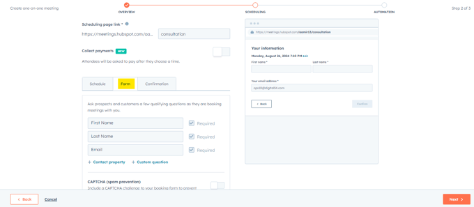 HubSpot Scheduling Forms