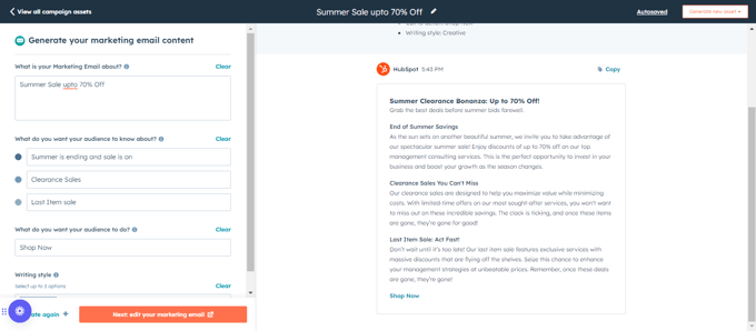 Email Campaigns with HubSpot campaign Assistance