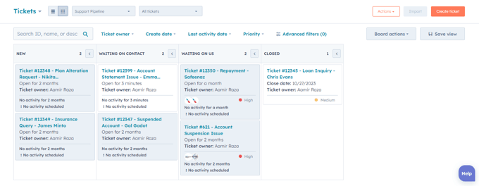 HubSpot For Financial Services - Ticketing System
