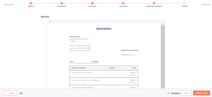 Hubspot Quotes Tool