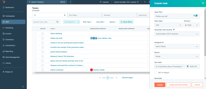 Features of HubSpot Task Management Tool