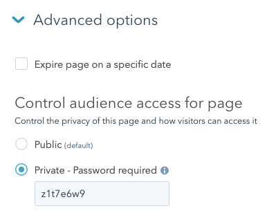 Password protected pages