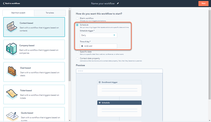 Scheduled workflows